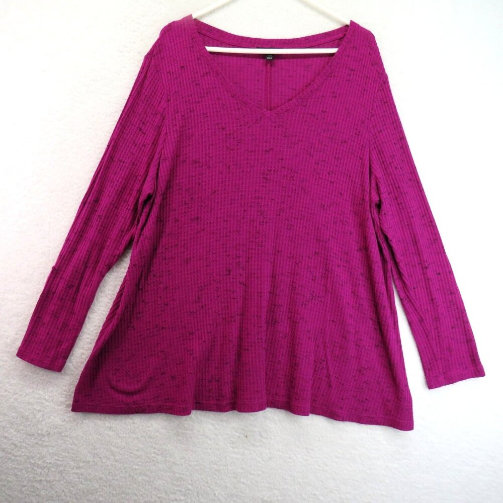 Lane Bryant Sweater Womens 18/20 V Neck Waffle Knit Grommet Long Sleeve Top